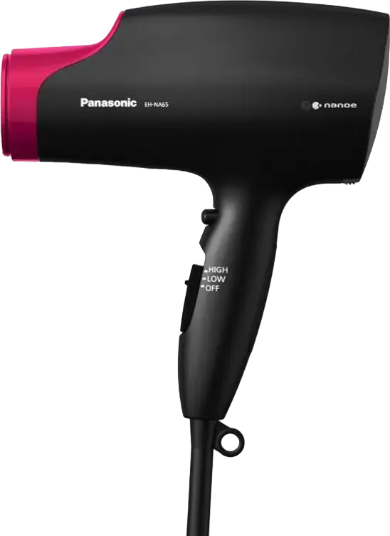 Panasonic EH-NA65 Hair Dryer 2000W with nanoe Technology, Ionization, 4 Temperature & 3 Speed Settings, Cold Air, Concentrator and Diffuser Nozzles