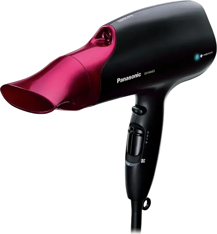 Panasonic EH-NA65 Hair Dryer 2000W with nanoe Technology, Ionization, 4 Temperature & 3 Speed Settings, Cold Air, Concentrator and Diffuser Nozzles