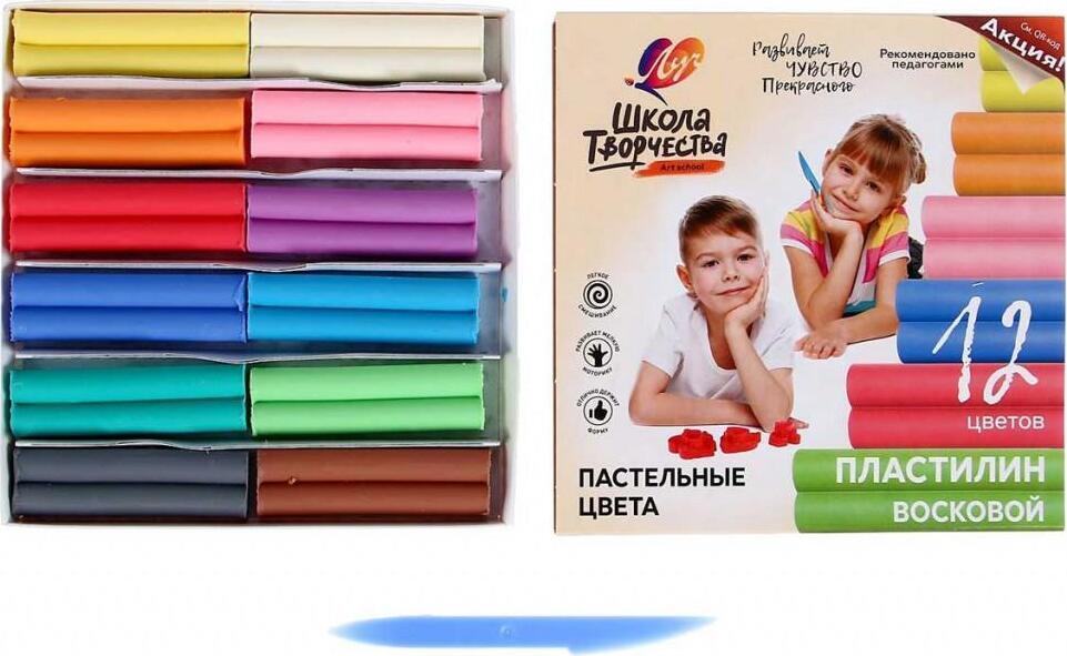 Pasta de modelat cerata Scoala Creatiei 12cul pastel 29C 1771-08 Луч