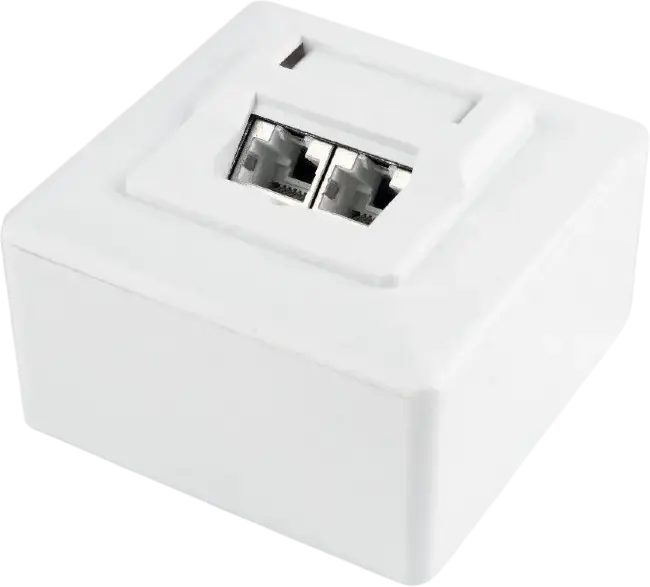 Cablexpert MVS-2S6-01 Surface Mount Network Socket, 2 x RJ45 Cat 6 STP Shielded Wall Box, White, 80 x 80 x 32 mm