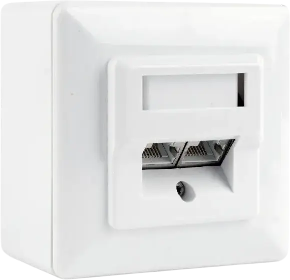 Cablexpert MVS-2S6-01 Surface Mount Network Socket, 2 x RJ45 Cat 6 STP Shielded Wall Box, White, 80 x 80 x 32 mm