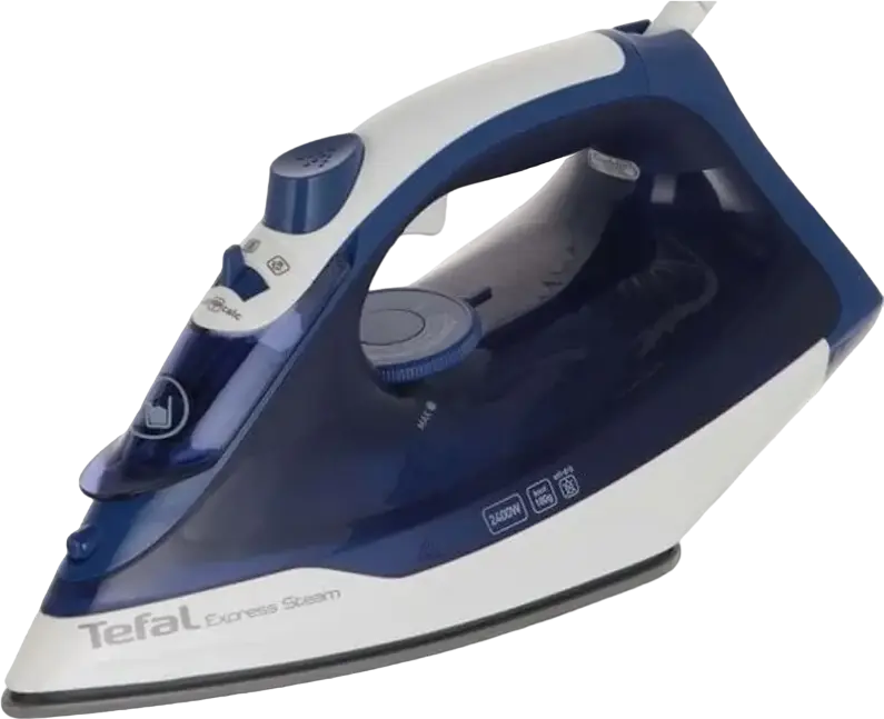 Утюг с паром Tefal Express Steam FV2838E0, 2400 Вт, керамическая подошва XGlide Diffusion, паровой удар 180 г/мин, постоянный пар 40 г/мин, система антикальцинг