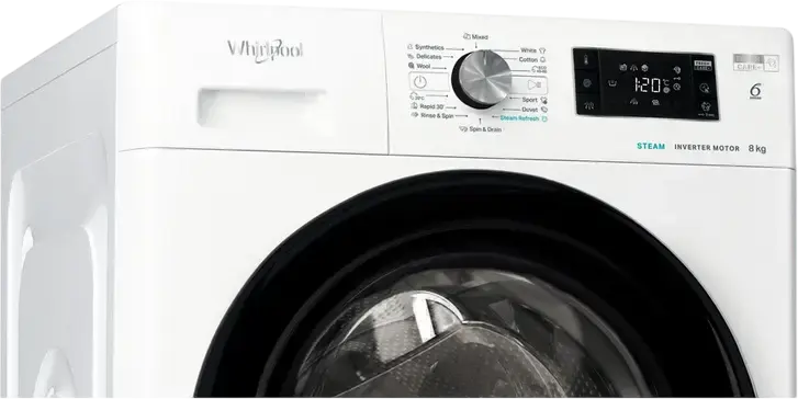 Стиральная машина Whirlpool FFB 8469 BV EE с фронтальной загрузкой, 8 кг, класс энергоэффективности A, 1400 об/мин, инверторный двигатель, Steam Refresh