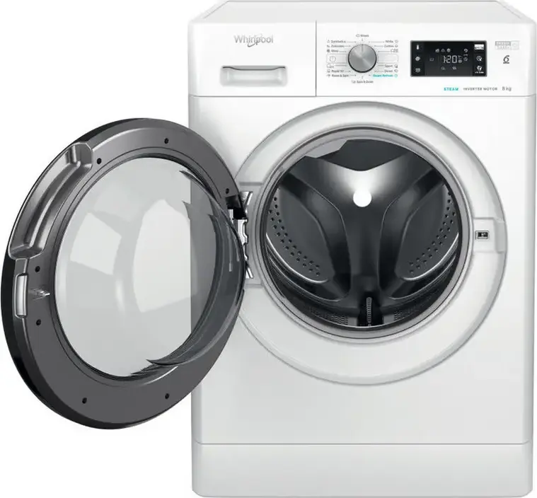 Стиральная машина Whirlpool FFB 8469 BV EE с фронтальной загрузкой, 8 кг, класс энергоэффективности A, 1400 об/мин, инверторный двигатель, Steam Refresh
