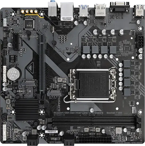 Placa de bază Gigabyte B760M E LGA1700 Intel B760 Micro-ATX DDR5 7200MHz (OC) Memorie max 128GB Dual M.2 PCIe Gen4 HDMI DP VGA Gigabit Ethernet