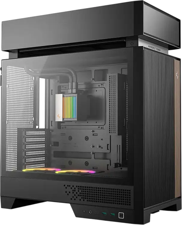 Deepcool CL6600 Midi-Tower PC Case, Black, Tempered Glass, Pre-installed 360mm AIO Liquid Cooler, 2x 120mm ARGB Fans, ATX Support, GPU Bracket