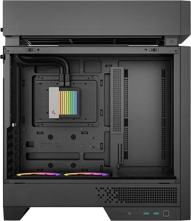 Deepcool CL6600 Midi-Tower PC Case, Black, Tempered Glass, Pre-installed 360mm AIO Liquid Cooler, 2x 120mm ARGB Fans, ATX Support, GPU Bracket