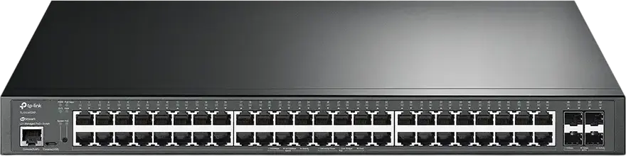 Switch Administrabil TP-Link TL-SG3452XP JetStream Omada SDN L2+, 48 Porturi Gigabit PoE+ RJ45, 4 Sloturi 10G SFP+, Buget Putere 500W, Rack-mountable