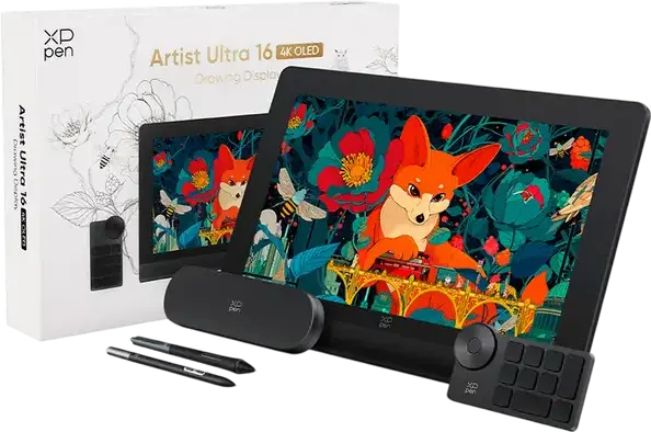 Графический планшет XP-Pen Artist Ultra 16 (MD-160UH) 15.6" 4K AMOLED, стилус X3 Pro 16384 уровня нажатия, 99% Adobe RGB, Multi-touch, алюминиевый корпус