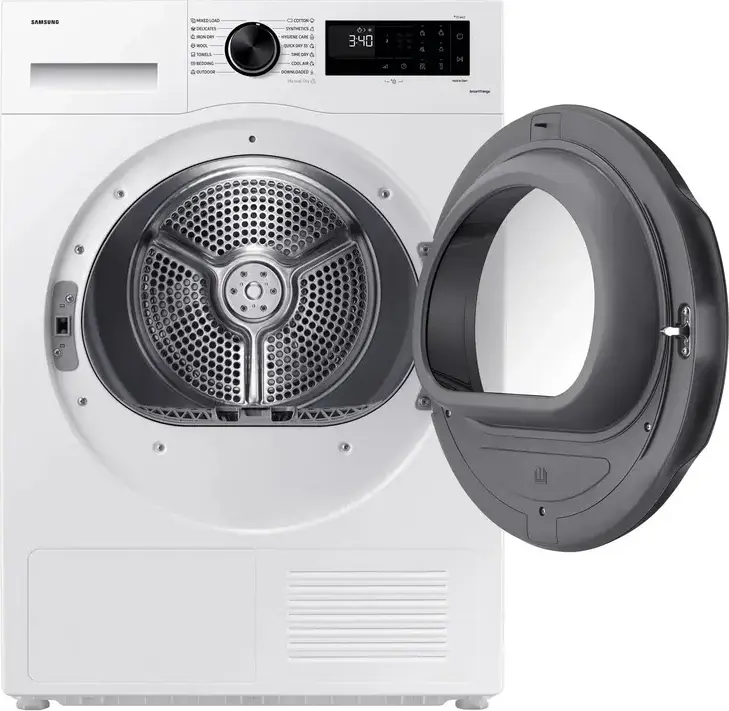 Samsung DV90CGC2A0AE Heat Pump Tumble Dryer, 9 kg Capacity, Energy Class A+++, OptimalDry™, Wi-Fi SmartThings, LED Display, White/Black, Freestanding