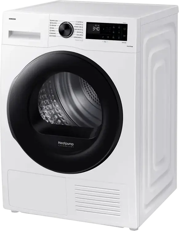 Samsung DV90CGC2A0AE Heat Pump Tumble Dryer, 9 kg Capacity, Energy Class A+++, OptimalDry™, Wi-Fi SmartThings, LED Display, White/Black, Freestanding