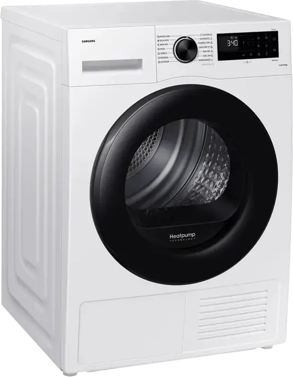 Samsung DV90CGC2A0AE Heat Pump Tumble Dryer, 9 kg Capacity, Energy Class A+++, OptimalDry™, Wi-Fi SmartThings, LED Display, White/Black, Freestanding