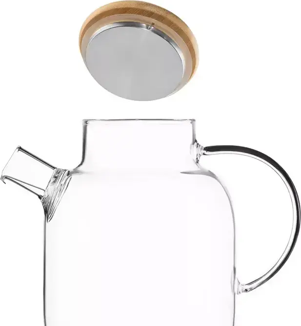 Ardesto AR3015GBM Gemini Borosilicate Glass Teapot with Infuser, Heat-Resistant Transparent Tea Pot with Bamboo Lid, 1.5L Capacity