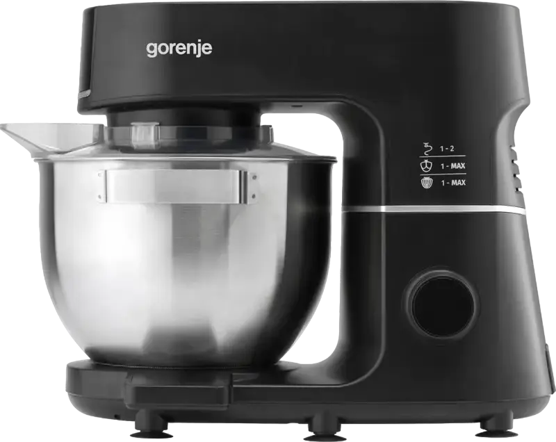 Gorenje MMC1000SCB Planetary Kitchen Machine, 1000W Stand Mixer with 6L Metal Bowl, Integrated Scale, Meat Grinder & Blender, 12 Speeds, Black