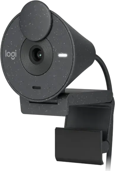 Logitech BRIO 300 Webcam 1080p Full HD, 2MP, Fixed Focus, Integrated Privacy Shutter, Noise Reducing Mic, USB-C, Grey, Windows, macOS, Chrome OS