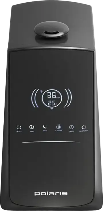 Polaris PUH9105 Ultrasonic Air Humidifier, 5L Tank, 45m2 Coverage, Ionization, Aromatizer, Digital Touch LED, Remote & App Control, Black