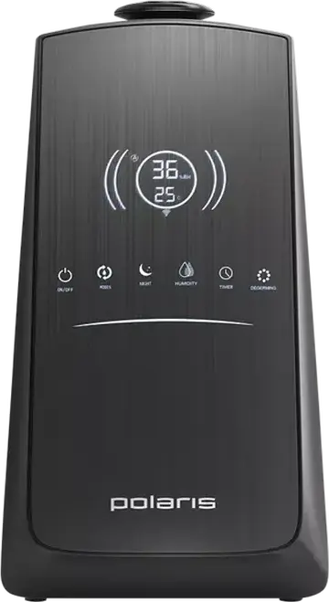 Polaris PUH9105 Ultrasonic Air Humidifier, 5L Tank, 45m2 Coverage, Ionization, Aromatizer, Digital Touch LED, Remote & App Control, Black