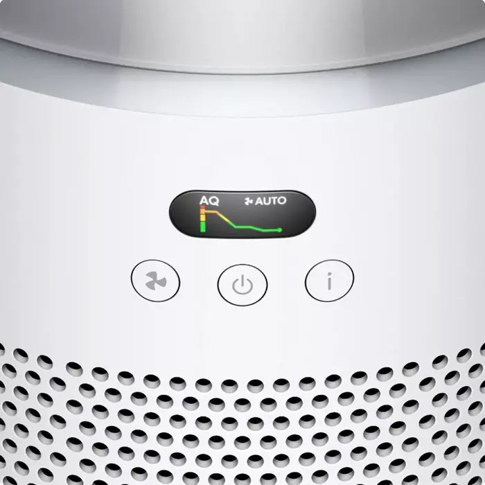 Dyson HushJet HJ10 Compact Air Purifier, HEPA Filter, 100m2 Coverage, 41dB Low Noise, LCD Screen, MyDyson App, Google & Siri Voice Control, White/Silver