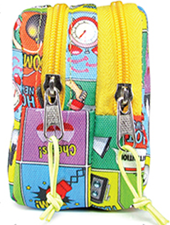 Husa pentru creioane PIPPA KK815, Design Boom Stil Comic, Organizator Rechizite Din Material Durabil cu 2 Compartimente Separate si Fermoar, 20x10x6 cm