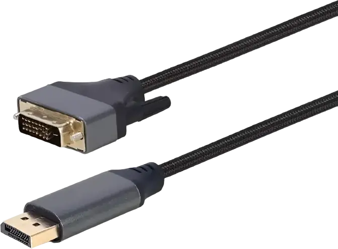 Cablexpert CC-DPM-DVIM-4K-6 Premium Series DisplayPort to DVI-D Adapter Cable, 4K UHD @ 30Hz, Gold-Plated Connectors, Braided Jacket, Black, 1.8m