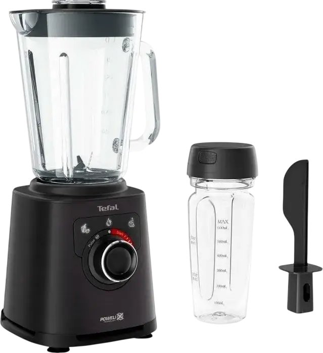 Blender Tefal PerfectMix+ BL87G831, 1200W, Lame Powelix din Oțel Inoxid, Vas de Sticlă 1.5L și Sticlă ToGo 0.6L, Crutare Gheață, Autoclean, Negru
