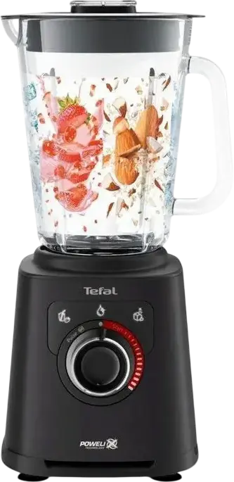 Blender Tefal PerfectMix+ BL87G831, 1200W, Lame Powelix din Oțel Inoxid, Vas de Sticlă 1.5L și Sticlă ToGo 0.6L, Crutare Gheață, Autoclean, Negru