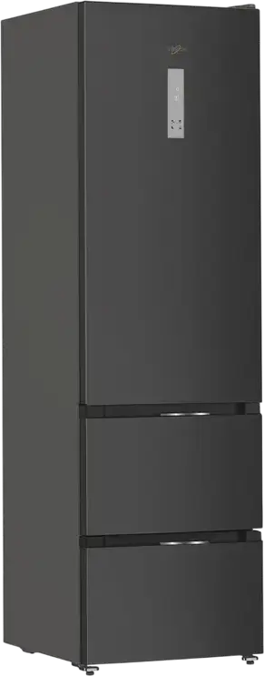 Холодильник Whirlpool WHKF 6353 XBR6E с нижней морозильной камерой No Frost, управление HomeWhiz, инверторный компрессор, LED-дисплей, Black Dark Inox, 351 л