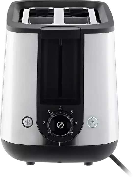 Prăjitor de pâine Ardesto T-K200 Steel Collection, 800W, 2 fante, 7 nivele de prăjire, Inox, Funcții de Reîncălzire și Dezghețare, Tavă pentru firimituri