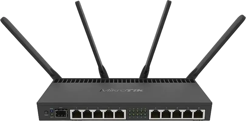 MikroTik RB4011iGS+5HacQ2HnD-IN Wireless Router, Quad-core Cortex A15 CPU, 1GB RAM, 10x Gigabit Ethernet, SFP+ 10Gbps, Dual-band AC Wi-Fi, Metal Case, Black
