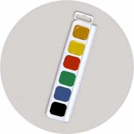 Luch Classica Honey Watercolor Paints 19C 1282-08, 6 Bright Colors in Plastic Box with Transparent Lid, High Quality for Children's Creativity