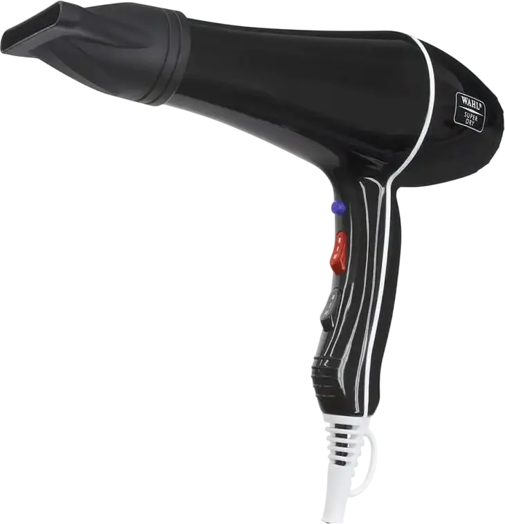 WAHL Super Dry 4340-0470 Professional Hair Dryer, 2000W AC Motor, Tourmaline Ionic Infrared Technology, 3 Heat & 2 Speed Settings, Cold Shot, Black
