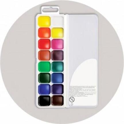 Luch Classica Honey Watercolors, 16 Bright Colors in Plastic Case with Euro-hanger, Art Set for School and Home Creative Activities, 19C 1290-08
