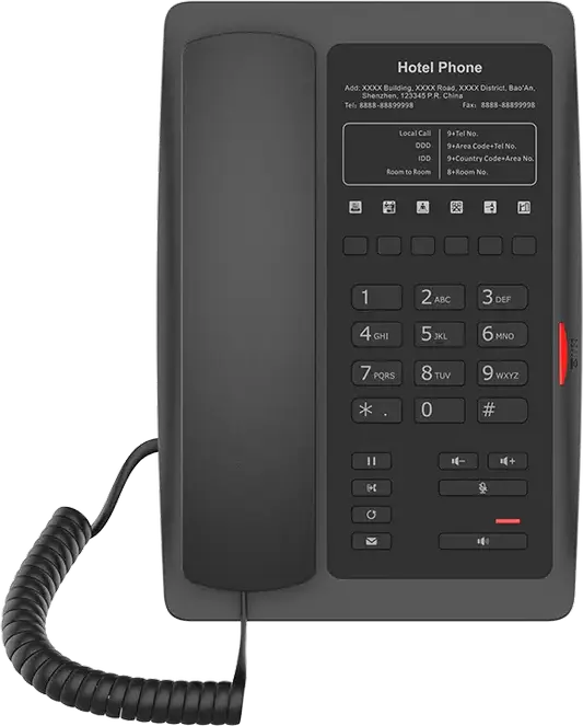 IP-телефон для отелей Fanvil H3, 2 SIP-линии, HD-аудио G.722, 6 программируемых клавиш DSS, поддержка PoE, USB-порт для зарядки, два порта Ethernet 10/100 Мбит/с