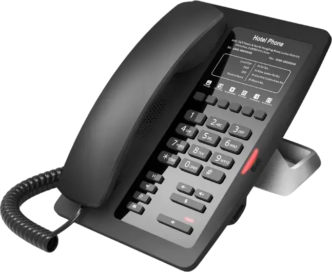IP-телефон для отелей Fanvil H3, 2 SIP-линии, HD-аудио G.722, 6 программируемых клавиш DSS, поддержка PoE, USB-порт для зарядки, два порта Ethernet 10/100 Мбит/с