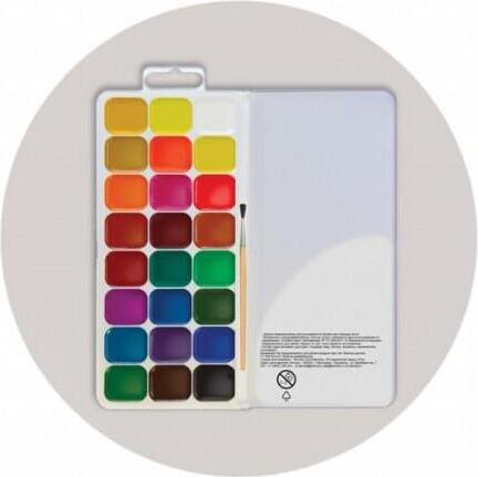Luch Classica Acuarele cu miere, 24 Culori, Articol 19C 1295-08, cu Pensulă, Cutie Plastic, Culori Vivide pentru Activități Creative la Școală și Acasă