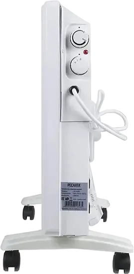 Resanta OK-2000 Electric Convector Heater, 2000W Monolith Heating Element, Metal Case, IP24 Protection, Thermostat, Floor/Wall Mount, White