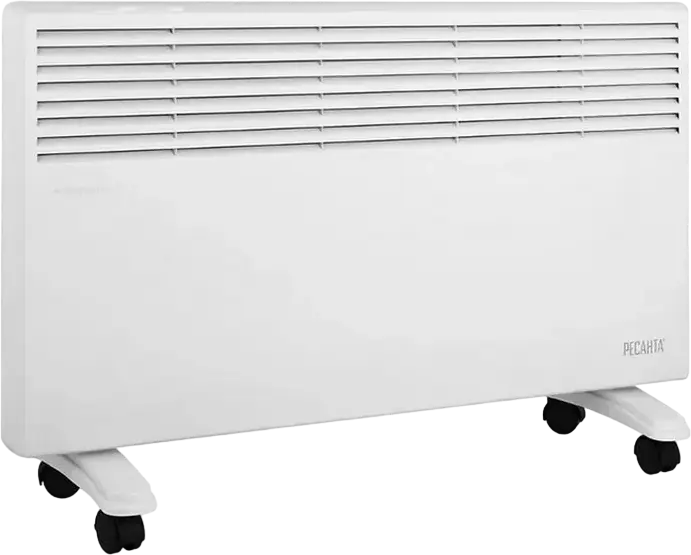 Resanta OK-2000 Electric Convector Heater, 2000W Monolith Heating Element, Metal Case, IP24 Protection, Thermostat, Floor/Wall Mount, White