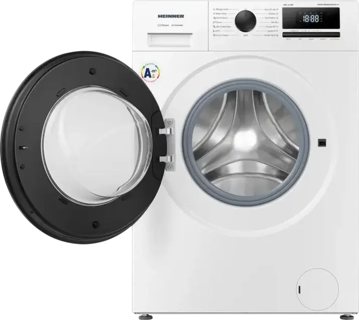 Heinner HWM-HME8014IVA20+++ Front Load Washing Machine, 8kg Capacity, 1400 rpm, Inverter Motor, Energy Class A, Steam Functions, LED Display, White