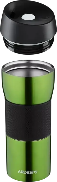 Cana Termica de Calatorie Ardesto AR2645STB Easy Travel S, 450ml, Otel Inoxidabil 18/10, Izolare Vacuum, Cald 8h/Reci 12h, Capac cu Buton, Verde
