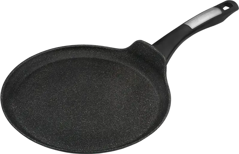 Polaris Monolit-24PC Crepe Pan, 24 cm Forged Aluminum with Megastone PRO-5 Non-Stick Ceramic Coating, Induction Compatible, Bakelite Handle, Black