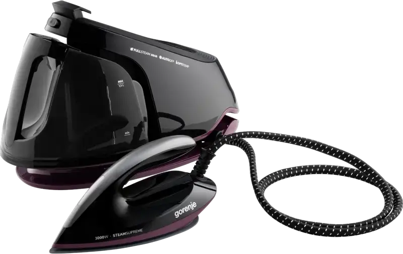 Gorenje SGD3000BKV Steam Supreme Steam Generator Iron, 3000W, 8 bar Pressure, 480g/min Boost, Ceramic Soleplate, OptiTemp, Anti-calc, Black