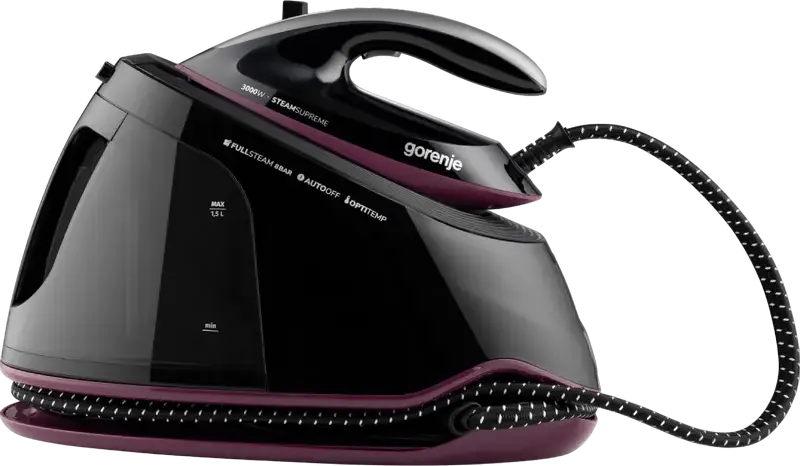 Gorenje SGD3000BKV Steam Supreme Steam Generator Iron, 3000W, 8 bar Pressure, 480g/min Boost, Ceramic Soleplate, OptiTemp, Anti-calc, Black