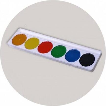 Set Culori de Acvarele cu Miere Luch ZOO 19C 1248-08, 6 Culori Luminoase Lavabile în Cutie de Plastic cu Capac Transparent pentru Copii și Școală