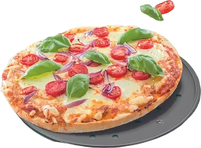 Tefal EasyBake J1740874 Round Pizza Baking Tray, 32 cm Carbon Steel with Non-Stick Coating and Perforated Bottom for Air Circulation, Grey