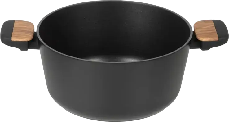 Resto Kitchenware 93188 MON Aluminum Casserole Pot, 4.4L, 24cm, Non-stick Pfluon Coating, Wood Handles, Glass Lid, Induction & All Hobs Compatible
