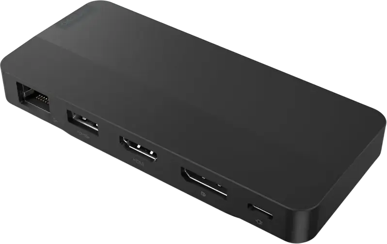 Stație de andocare Lenovo USB-C Dual Display Travel Dock 40B9, Dual 4K 60Hz HDMI 2.1 și DP 1.4, Power Delivery 100W, Gigabit Ethernet RJ45, Negru
