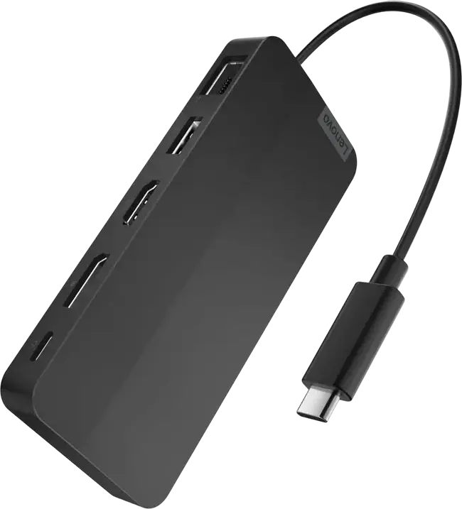 Stație de andocare Lenovo USB-C Dual Display Travel Dock 40B9, Dual 4K 60Hz HDMI 2.1 și DP 1.4, Power Delivery 100W, Gigabit Ethernet RJ45, Negru