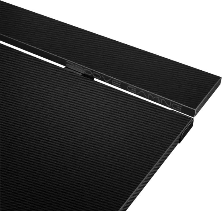 Proove Glitch Gaming Desk, 140x60x71 cm, Carbon-fiber Tabletop, Steel Frame, RGB Lighting, Headphone Hook, Cup Holder, Cable Management, Black