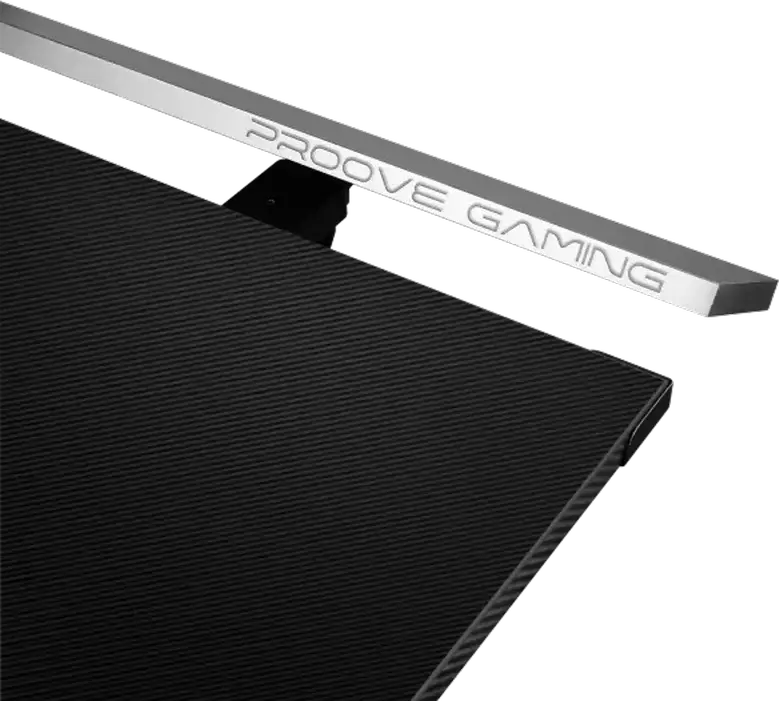 Proove Glitch Gaming Desk, 140x60x71 cm, Carbon-fiber Tabletop, Steel Frame, RGB Lighting, Headphone Hook, Cup Holder, Cable Management, Black