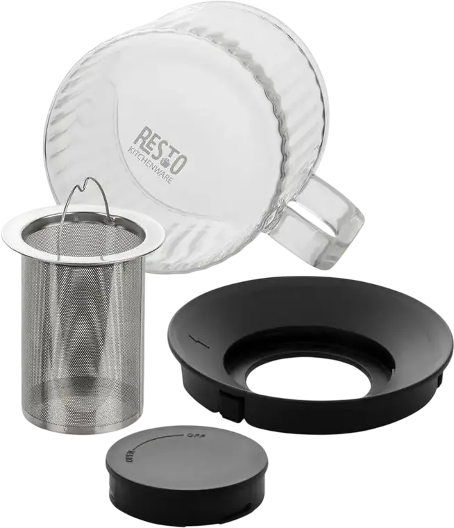 Cnastrac de ceai din sticla RESTO 90517 AIN cu infuzor din otel inoxidabil, Capacitate 1 L, Compatibil cu masina de spalat vase